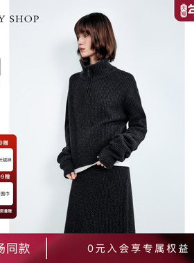 [商场同款]TKY SHOP高领拉链毛衣女2024冬新款针织衫10H1MA06U097