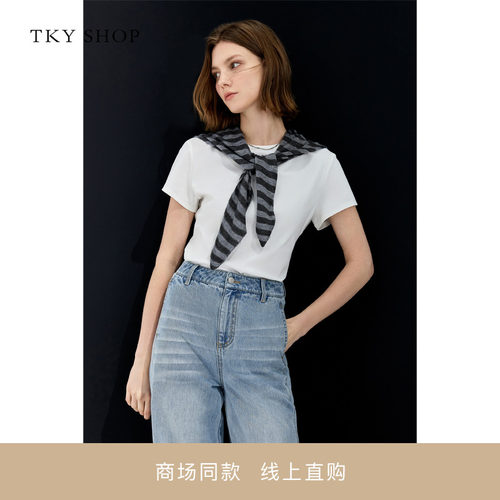 TKYSHOP白色圆领短袖T恤