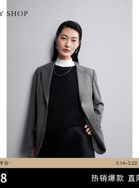 TKY SHOP休闲西装外套女2025秋季新款长袖西服小个子上衣灰色便西