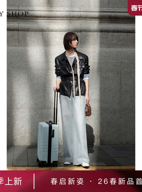 [商场同款]TKY SHOP翻领PU皮外套2026春新款酷飒皮衣10J1DA01A032