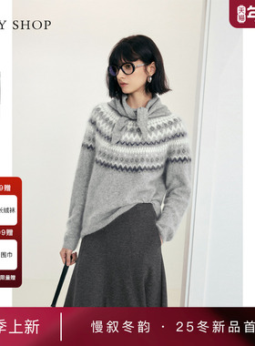 [商场同款]TKY SHOP圆领毛套衫2025冬新款拉毛针织衫10I1MA06T097