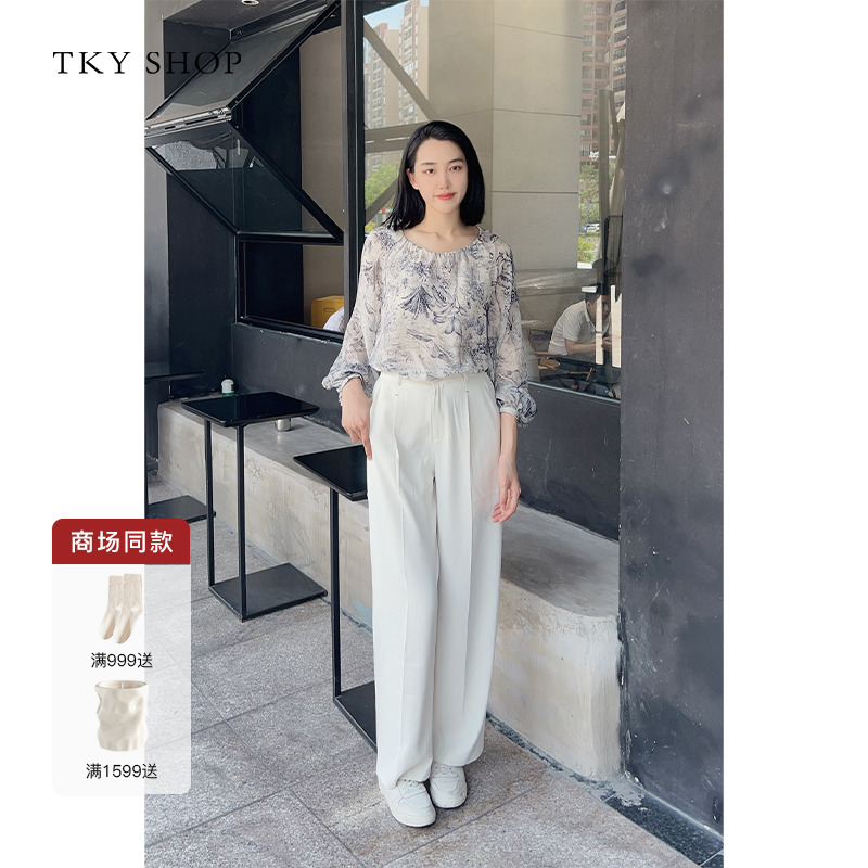 TKYSHOP长袖宽松通勤桑蚕丝上衣
