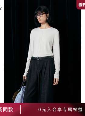 [商场同款]TKY SHOP圆领长袖T恤2025冬新款打底衫10I1NA01P010