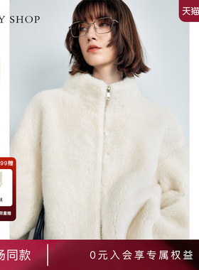 [商场同款]TKYSHOP立领短款仿貂绒外套2024冬季新款10H1DA05T075
