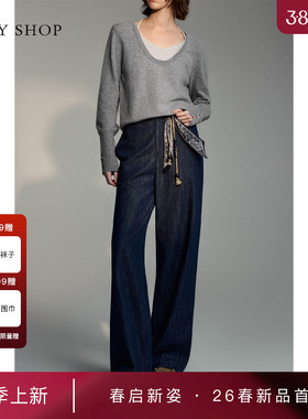 [商场同款]TKY SHOP高腰阔腿牛仔裤2026春新款直筒裤10J1OA03B049