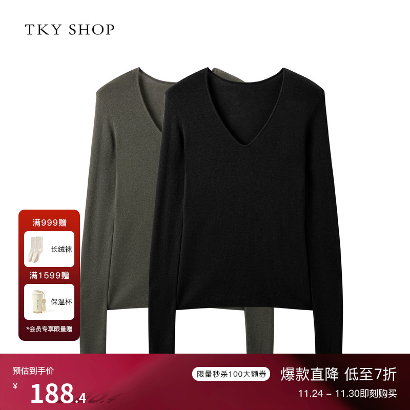 TKYSHOPV领长袖线套衫