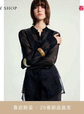 [商场同款]TKY SHOP真丝长袖衬衫女2026春新款薄上衣10J1KA06C017