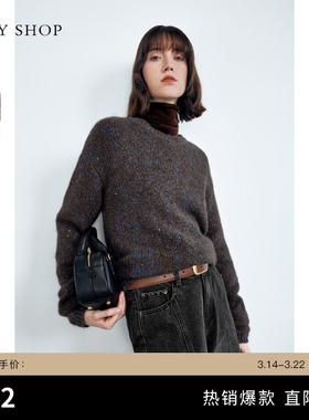 TKY SHOP彩色花纱毛衣女2025年新款休闲圆领毛衣甜美显瘦针织衫