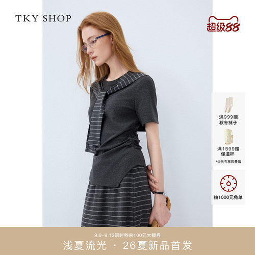 TKYSHOP学院风披肩短袖T恤