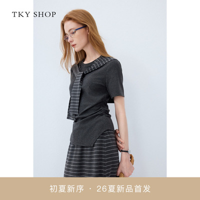 TKYSHOP学院风披肩短袖T恤