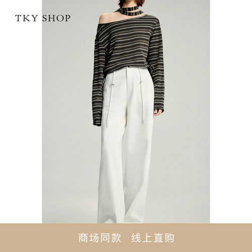 TKYSHOP高腰阔腿牛仔裤