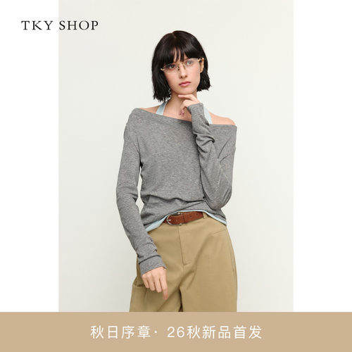 TKYSHOP挂脖假两件长袖T恤