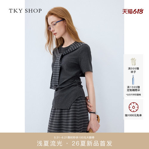 TKYSHOP学院风披肩短袖T恤