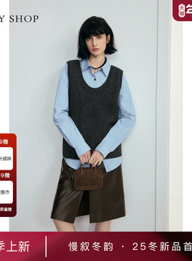 [商场同款]TKY SHOP大U领毛背心2025冬新款针织背心10I1MA00H141