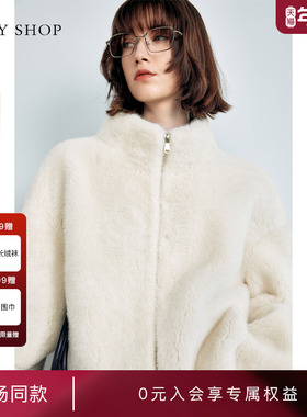 [商场同款]TKYSHOP立领短款仿貂绒外套2024冬季新款10H1DA05T075