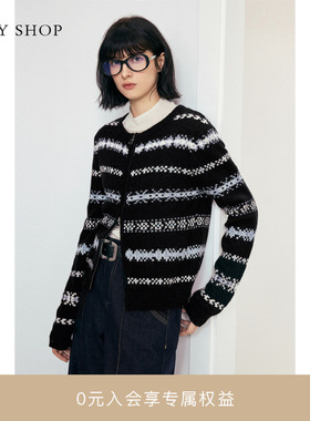 [商场同款]TKY SHOP圆领拉链开衫2025冬新款针织衫10I1MA03Q062