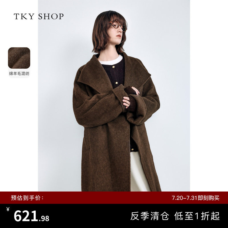 [反季专区]TKY SHOP中长款羊毛大衣女气质高级感骆驼绒毛呢外套