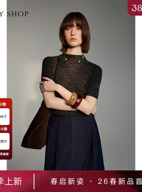 [商场同款]TKY SHOP半高领短袖线套衫2026春新款T恤10J1LA04B012