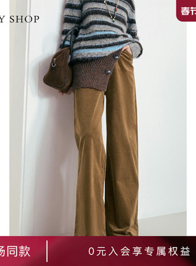 [商场同款]TKY SHOP灯芯绒休闲裤女2025冬新款阔腿裤10I1PA01P109