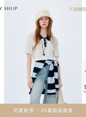 [商场同款]TKY SHOP撞色短袖线套衫2026夏新款针织衫10J1LA02F003