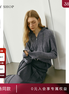 [商场同款]TKY SHOP连帽羊绒衫女2025秋新款毛针织衫10I1MA04N061