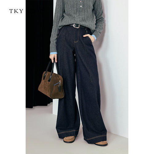 TKYSHOP直筒阔腿牛仔裤