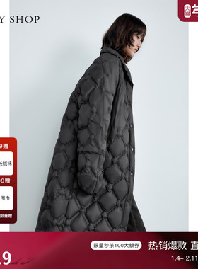 TKY SHOP时尚立领羽绒服女中长款灰色羽绒外套冬新款宽松鸭绒服女