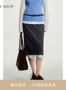[商场同款]TKY SHOP拼接撞色中长裙2026春新款半身裙10J1SA05C041