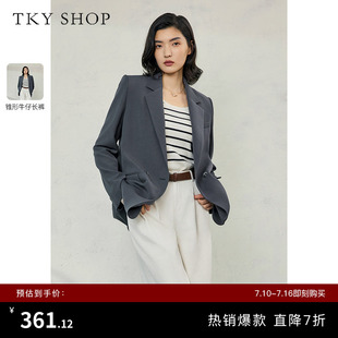 TKY SHOP简约长袖灰色便西女春秋新款西服通勤气质百搭西装外套