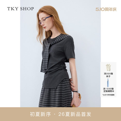 TKYSHOP学院风披肩短袖T恤