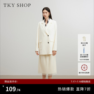 TKY SHOP白色简约双排扣西装短外套女款秋季新款通勤休闲便西百搭