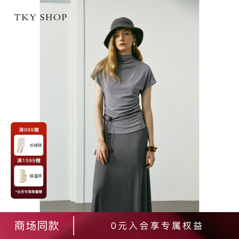 ]TKYSHOP半高领短袖T恤