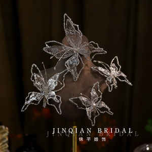 轻奢水凝蝴蝶新娘发夹