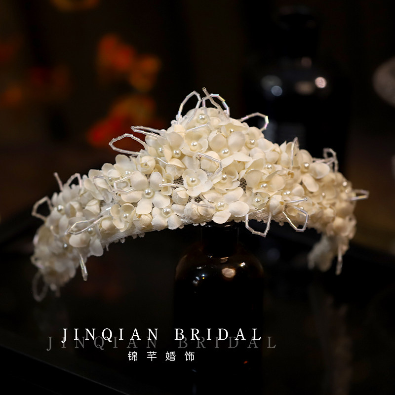 锦芊新娘法式白色花朵婚礼发箍