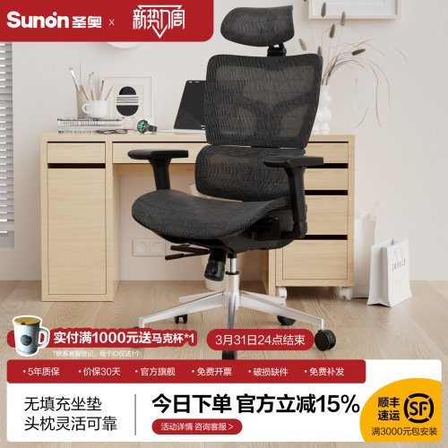 圣奥人体工学双背椅久坐护腰舒适