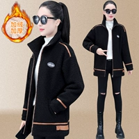 Черный кардиган, бархатная спортивная куртка для отдыха, в стиле Шанель, французский стиль