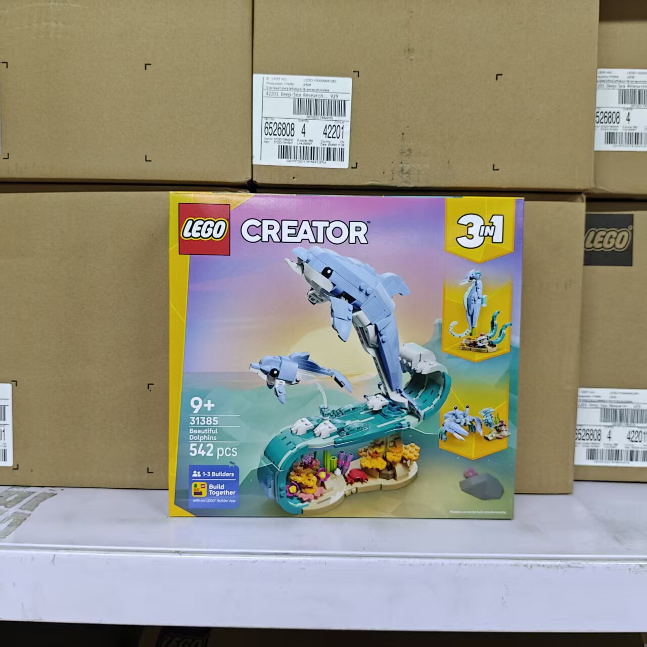 LEGO乐高三合一31385海洋动物美丽海豚海马螃蟹拼插积木玩具摆件