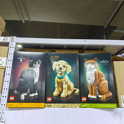 LEGO乐高21349黑白猫21376橘猫11384金毛幼犬小狗拼搭积木玩具