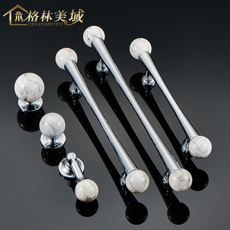 防大理石银色拉手柜门法式吊坠