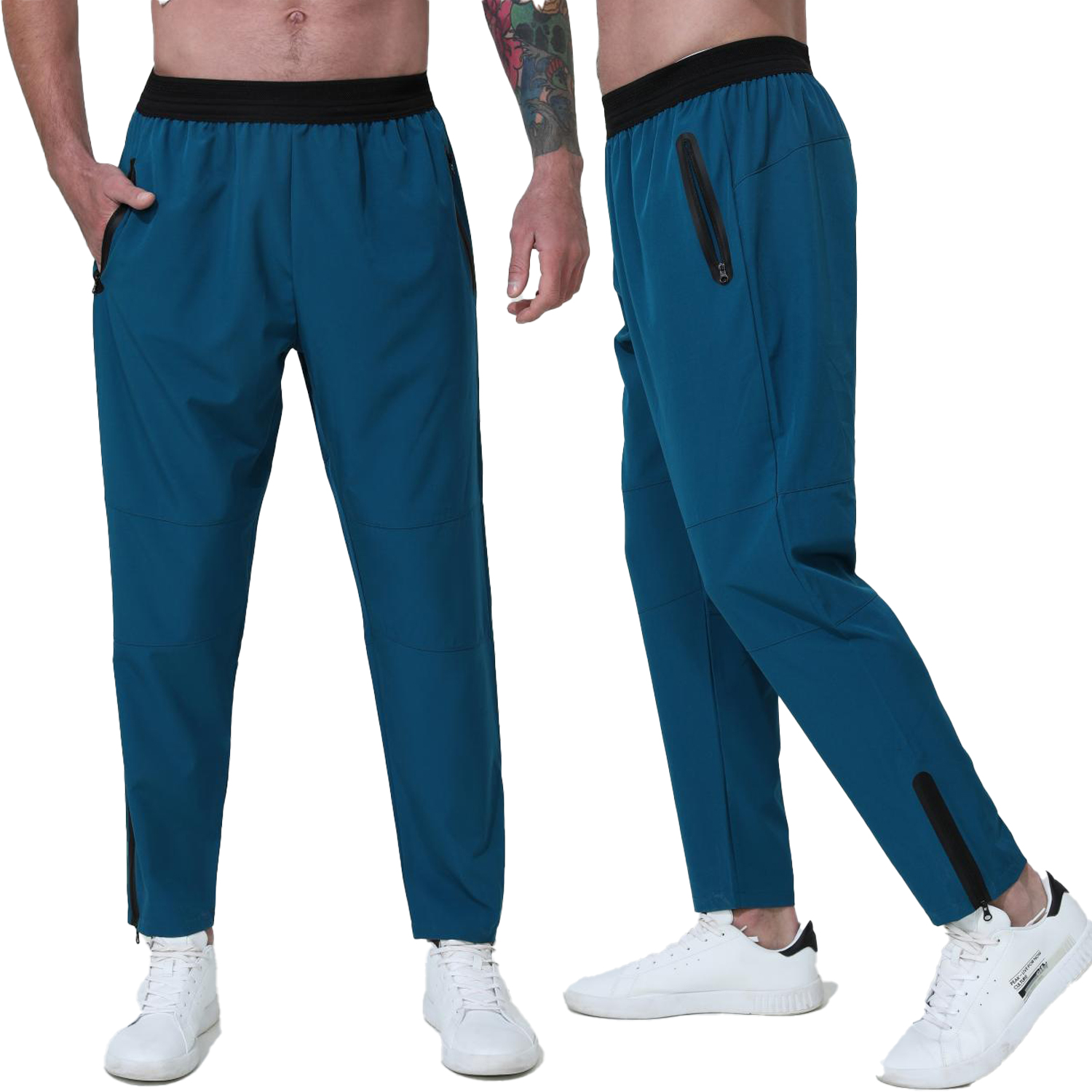 男士运动长裤速干透气高弹力跑步健身宽松休闲裤白色