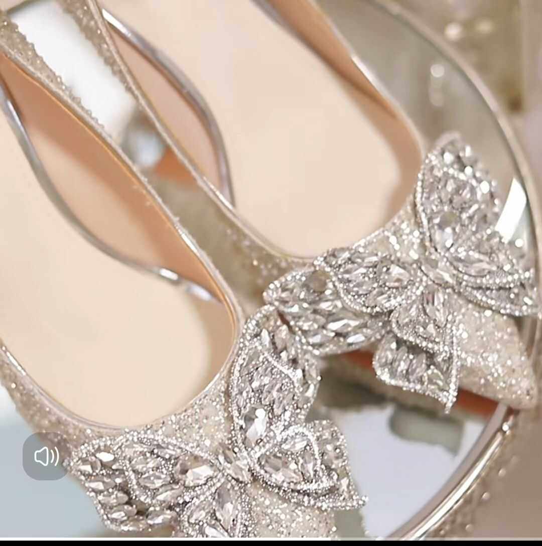 SILVER ENGAGEMENT BEAUTIFUL WEDDING SHOES 2024 NEW AUTUMN WINTER CRYSTAL MASTER WEDDING DRESS WEDDING BRIDAL SHOES HIGH HEELS STILETTO HEELS