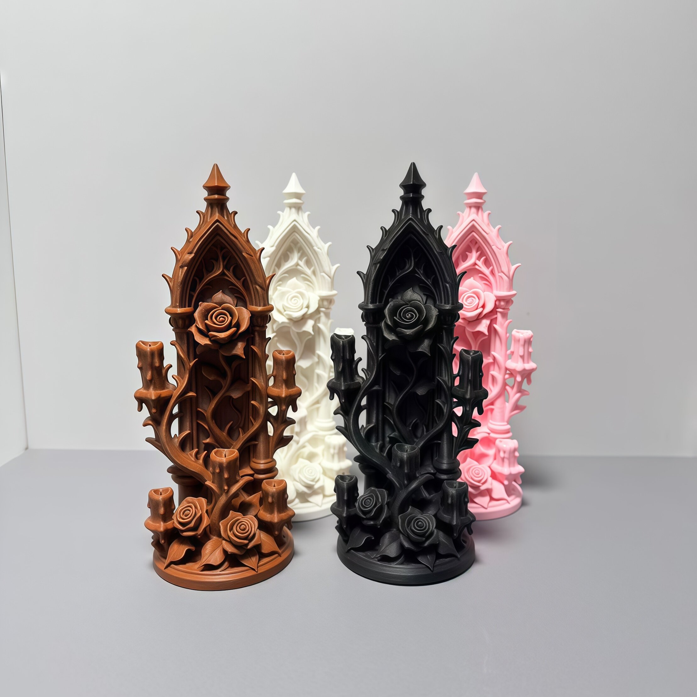 娃屋微缩哥特玫瑰烛台吧唧配件