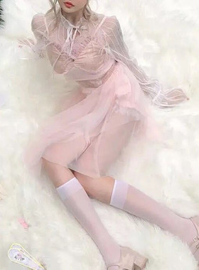 春夏日系ins白色丝袜包芯丝中筒