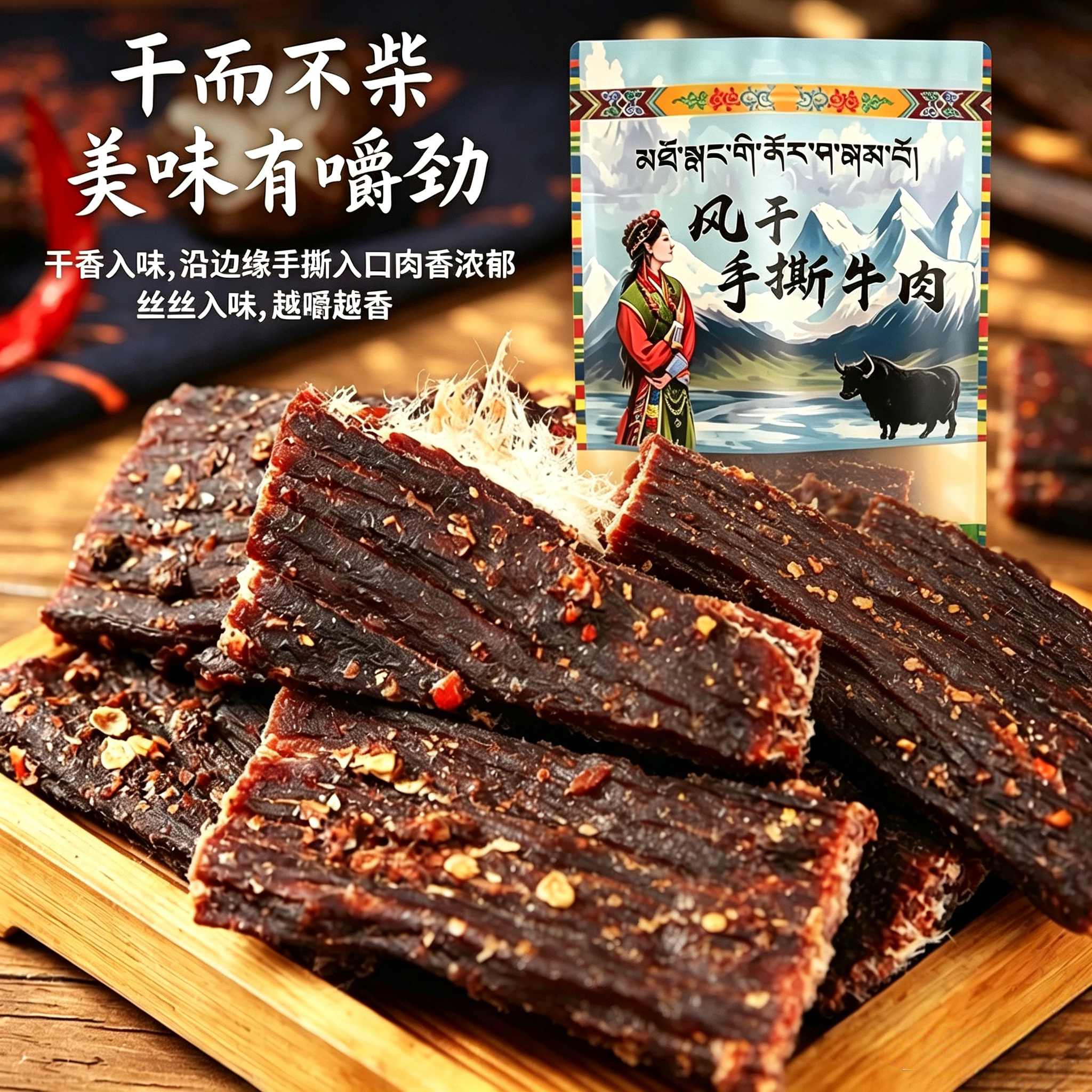 甘南特产手撕风干牛肉麻辣五香