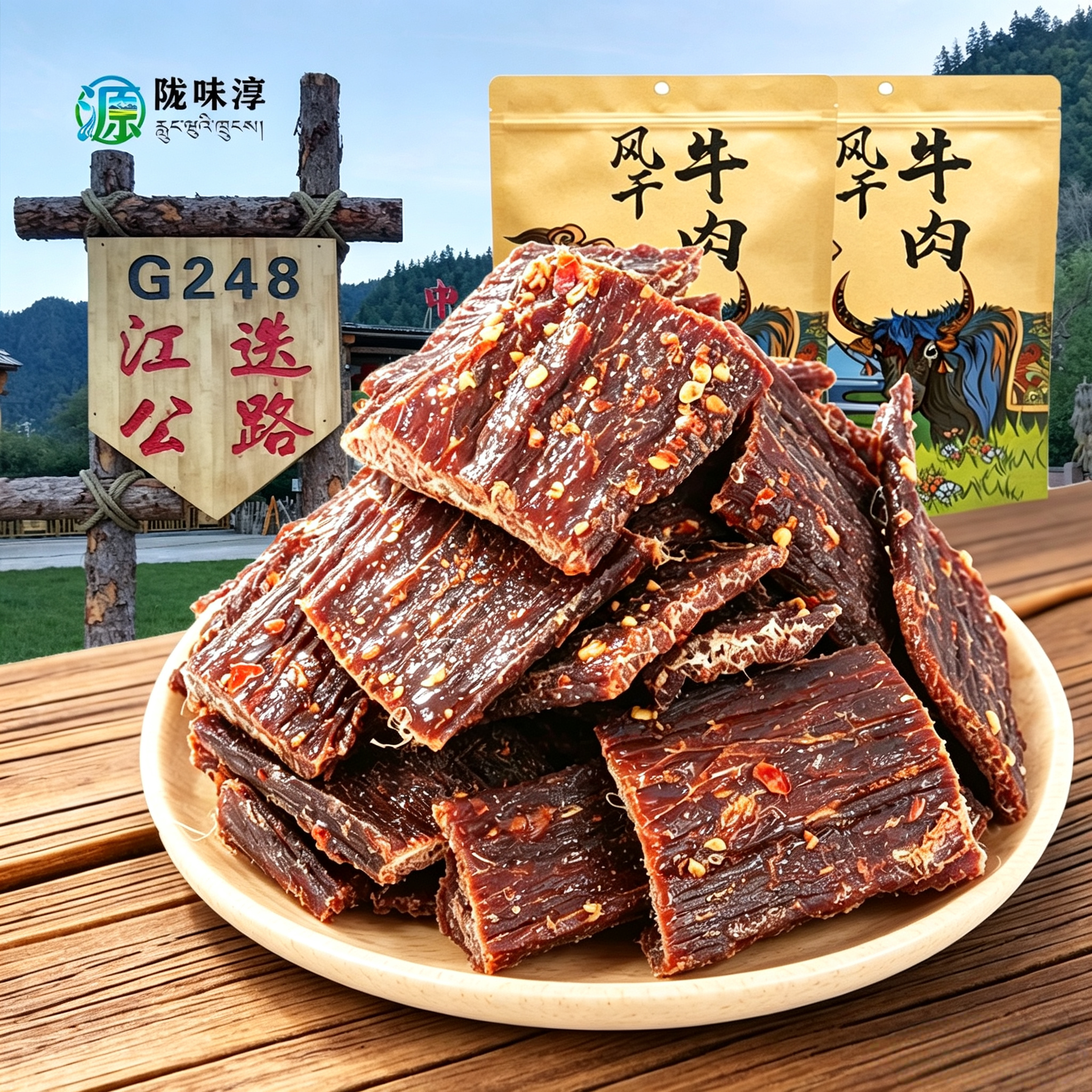 甘南特产正宗风干牦牛肉干500g