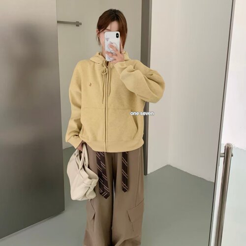 oneseven韩版宽松连帽卫衣