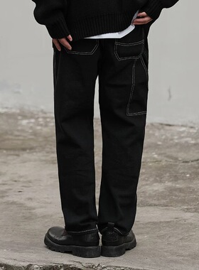 重磅 高街复古撞色工装伐木男士牛仔裤TK-8953