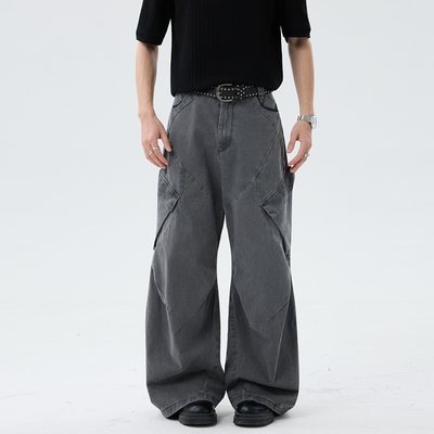 1901 美式复古小众解构工装裤男女痞帅高级感烟灰色裤子情侣长裤