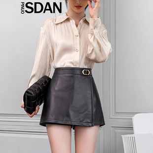 今年流行特惠海宁真皮皮裙女2025秋冬新款A字显瘦半身裙裤绵羊