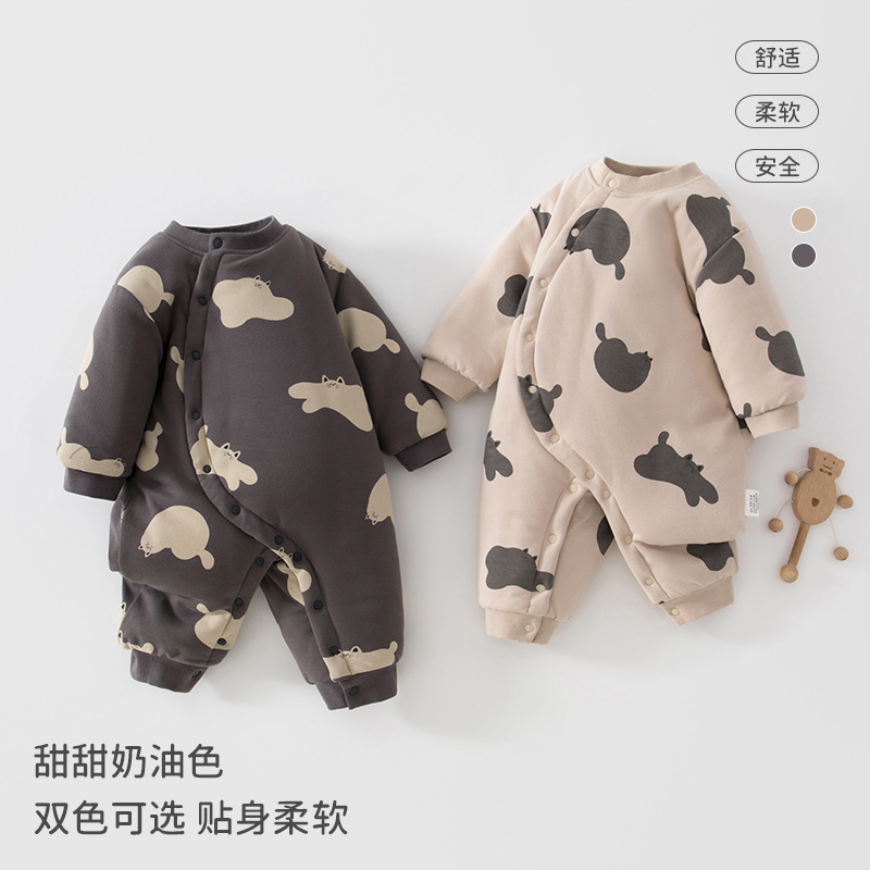 婴儿连体衣夹棉连体衣a类宝宝加厚棉衣冬季棉服婴儿冬季连体衣a类